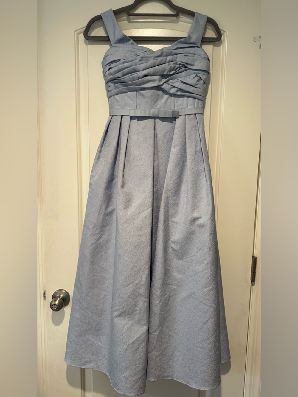 Self portrait blue textured off shoulder midi dress size 4 - Picture 4 of 8